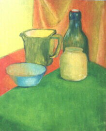 Still life with green bottle